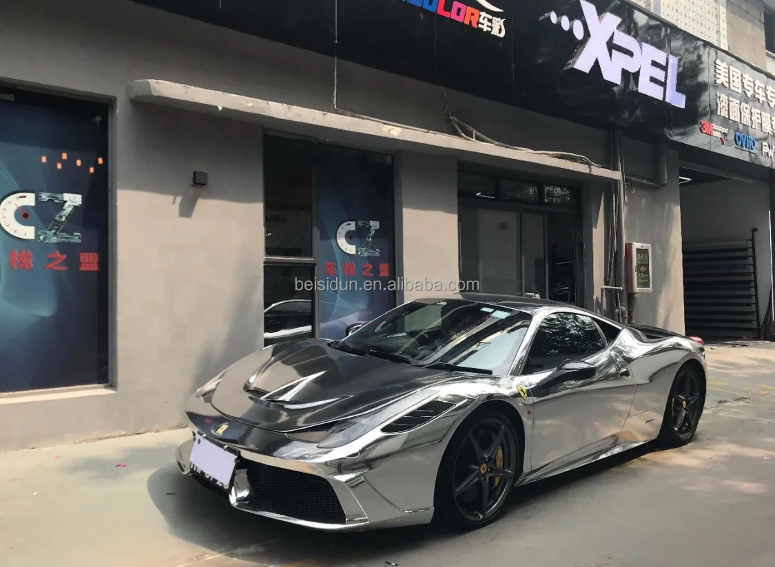 Colorful Electroplate Silver CHROME SILVER Wrap Viny Roll for Complete Car Foil Stickers Custom Automotive Cover Decal