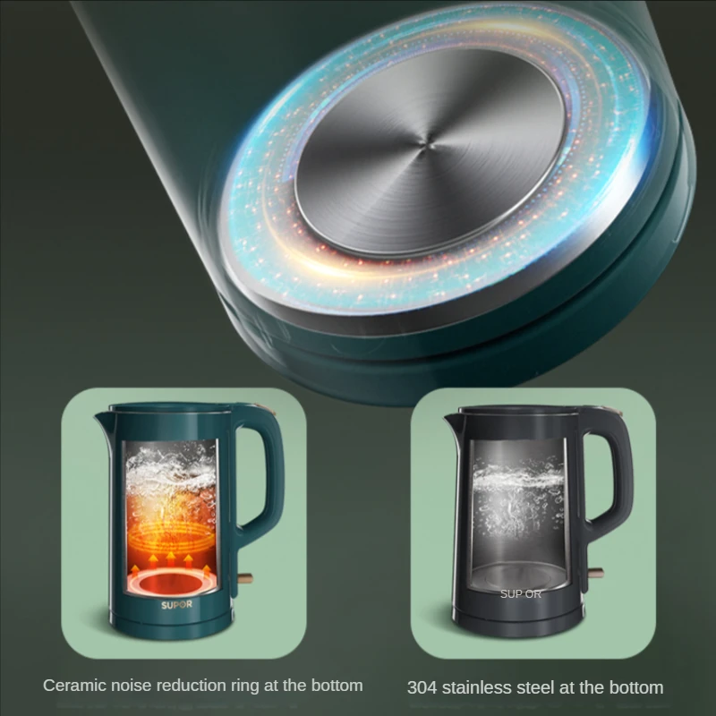 Hervidor eléctrico para el hogar, hervidor de agua de acero inoxidable, automático, antiseco, pequeño té, electrodomésticos de cocina abiertos