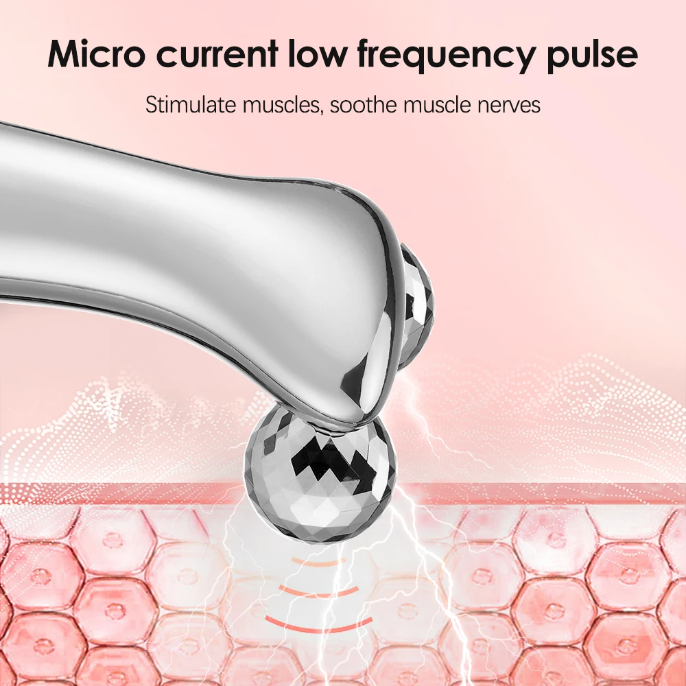 V-face Pulse Roller Device Vibration Fades Fine Lines Dark Circles Firming Lifting Skin Relieve Muscle Pain