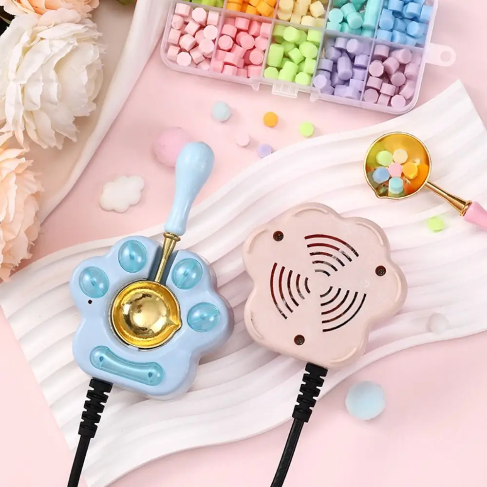 Bancs de patte de chat bricolage pour enfants, sceau d'avertissement électrique, outils de timbre créatif, pot et cuillère, laque de feu Kawaii, mignon