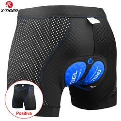 X-TIGER Men's Cycling Underwear Shorts 5D Padded Gel MTB Biking Shorts Anti-Slip Leg Grips Breathable Mesh Cycling Underwear