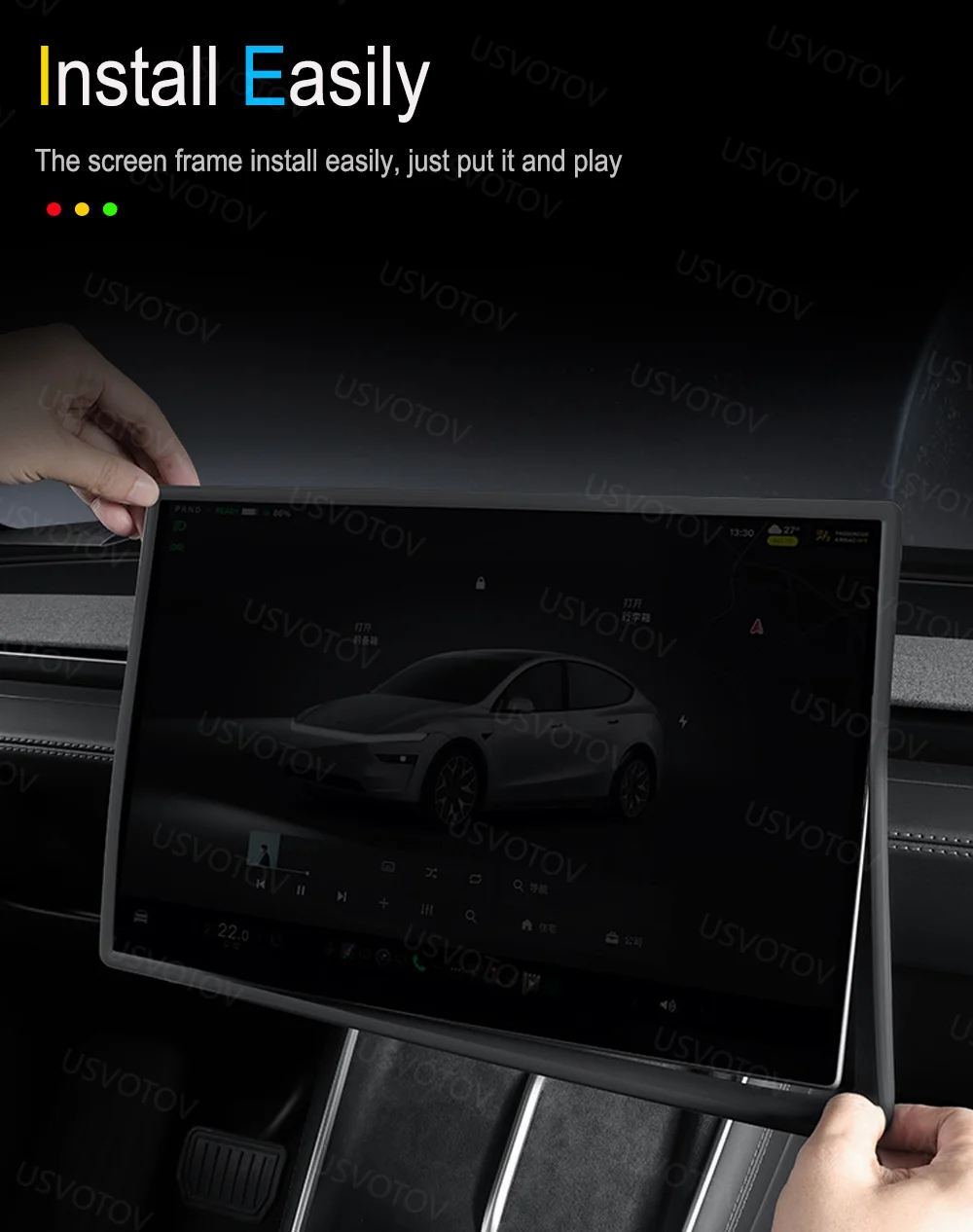 Für Tesla Model Y Premium Juniper Model YL Model 3 2026 16-Zoll Mittelkonsolen-Bildschirmschutzrahmen Innendekor-Zubehör – Detail 7