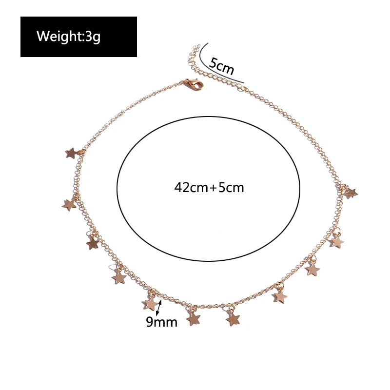 Aihua Gold Farbe Tiny Star Anhänger Halskette für Frauen Einfache Pentagon-Stern Choker Halsketten Mode Weibliche Schmuck Geschenke – Detail 9
