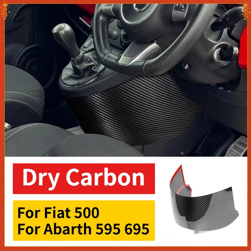

For Fiat 500 For Abarth 595 695 Real Dry Carbon Fiber 2017-2024 Interior Decorative Panel Below The Gearshift Lever Accessories