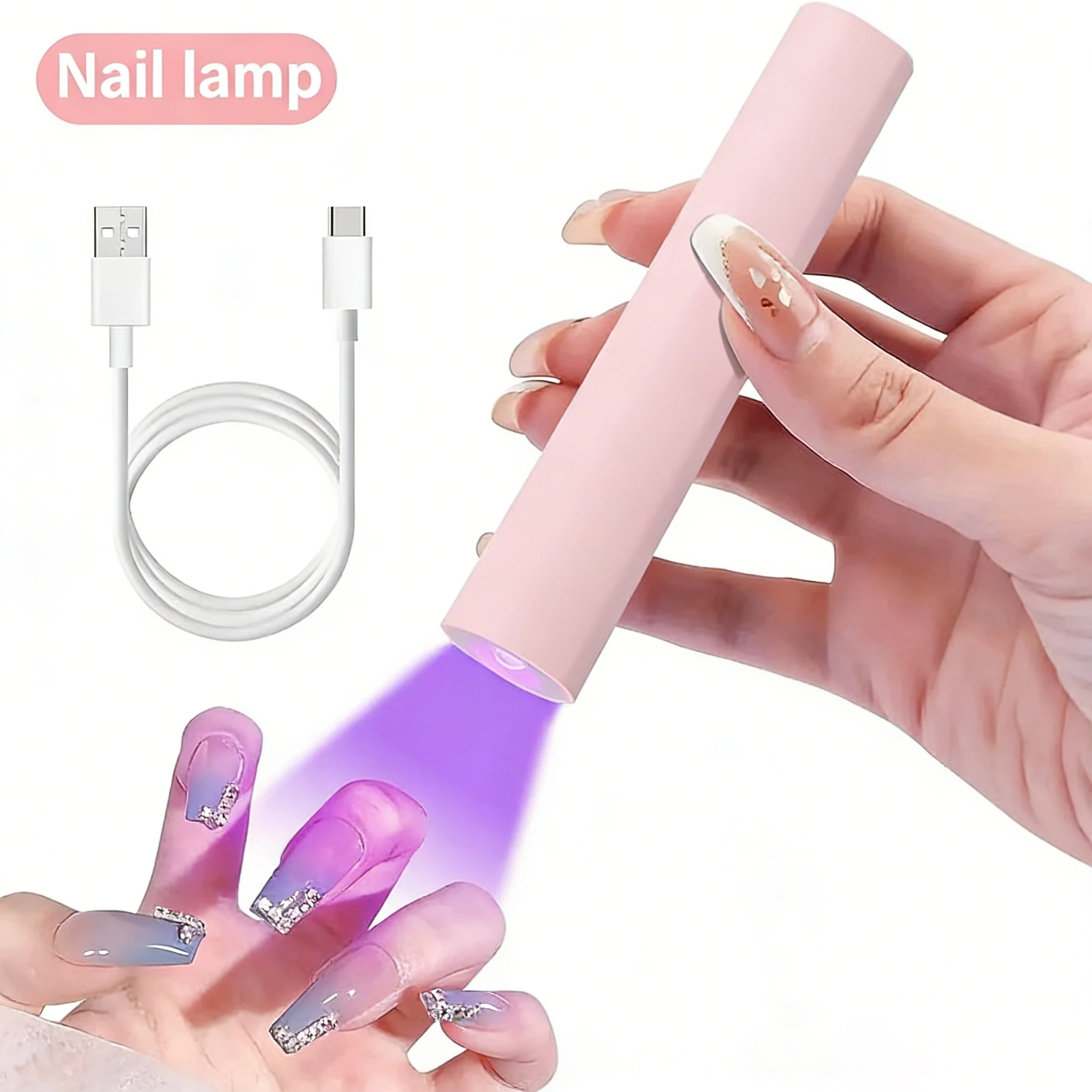 

Handheld Ultraviolet Nail Lamp Small Portable Rechargeable Nail Lamp Rechargeable Focused Type Quick-Dry Mini Phototherapy Gift