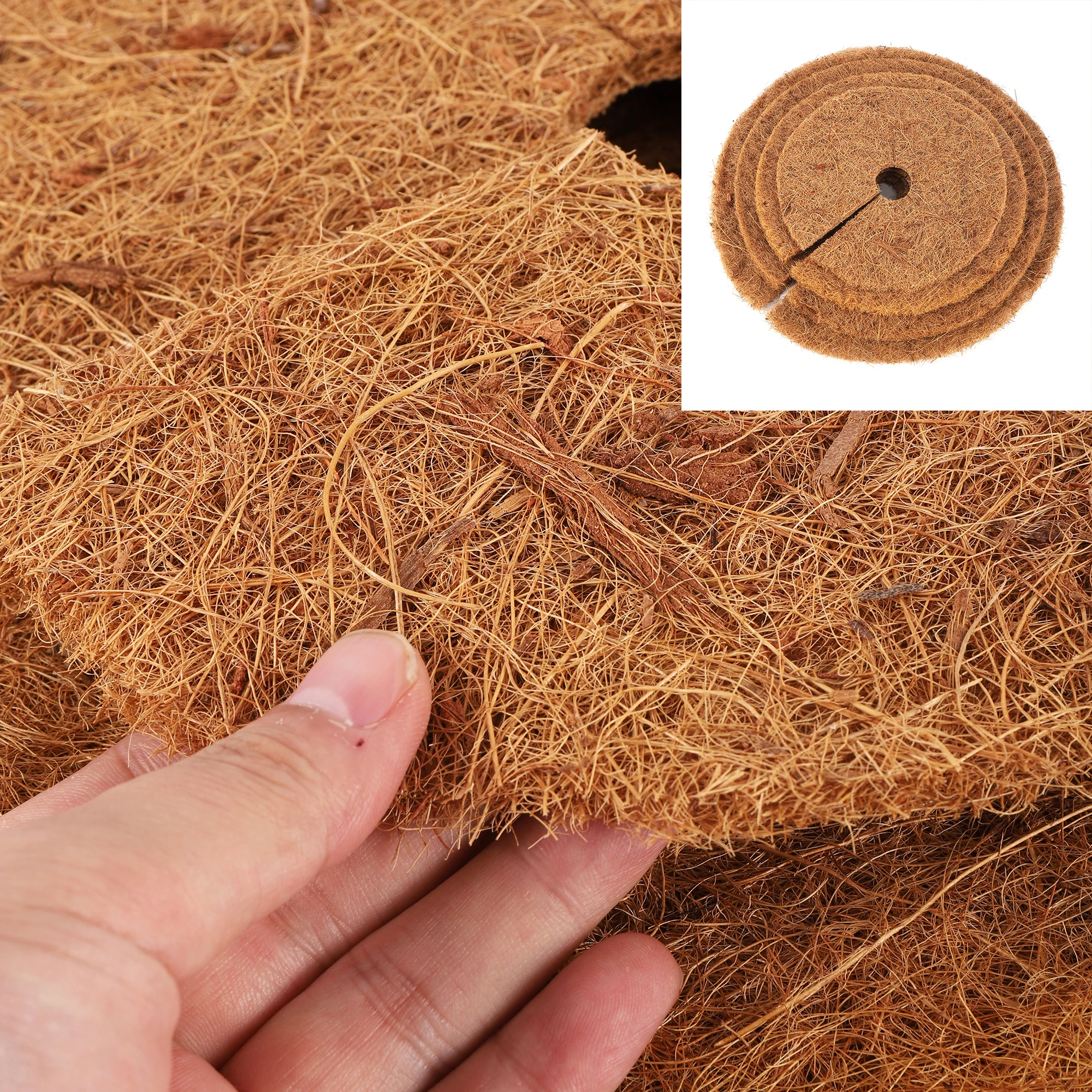 5pcs 25 to 40cm Flower Pot Disc Mat Coconut Fiber Mulch Ring Tree Guard Mat Mulch Mat for Flower Pot Tree Plant Ring Mat