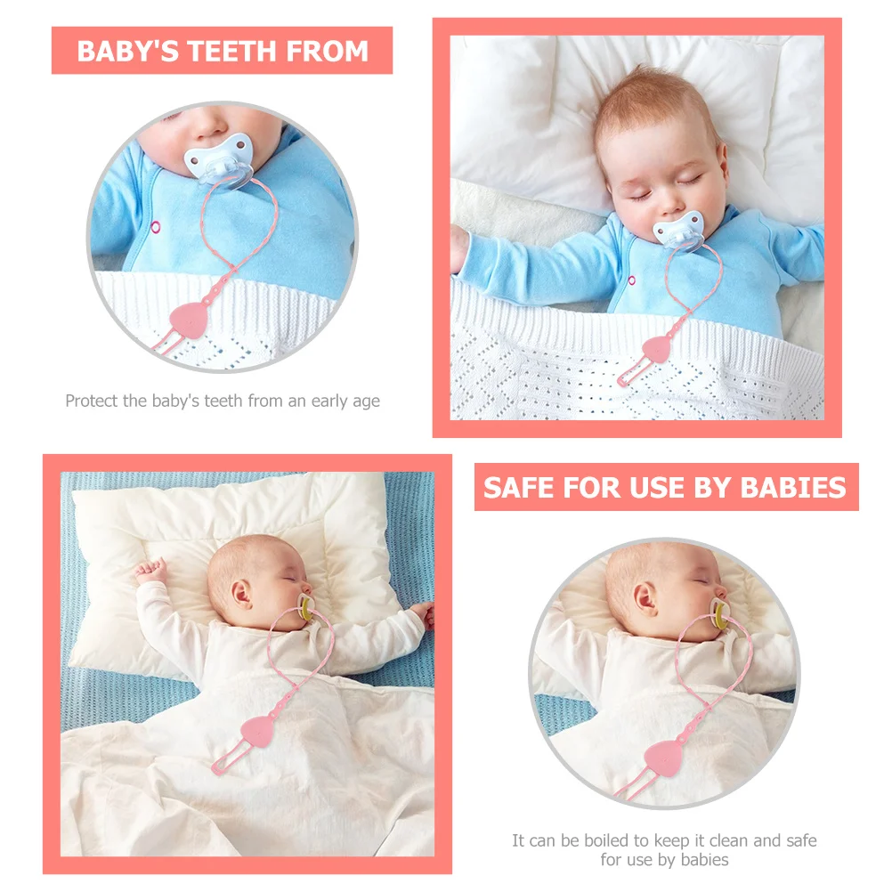 

2Pcs Pacifier Safety Straps Silicone Stretchable Bottle Harness Adjustable Baby Teether Chain Clip Holder Pacifier Safety Straps