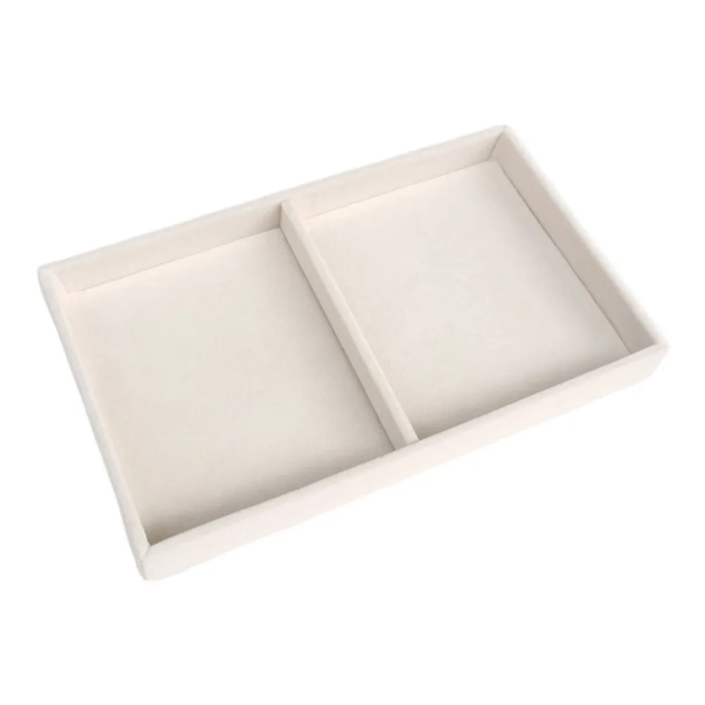 Wooden Rings Earrings Organizer Bracelets Flannelette Velvet Jewelry Tray Necklaces Multifunctional Jewelry Display Holder Rings