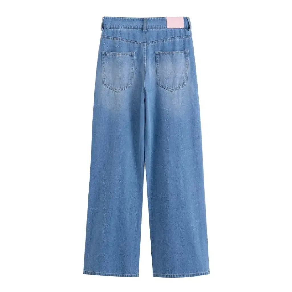 Spodnie dżinsowe Joker z wysokim stanem, proste, codzienne, długie, moda europejsko-amerykańska, nowość zimowa M224259