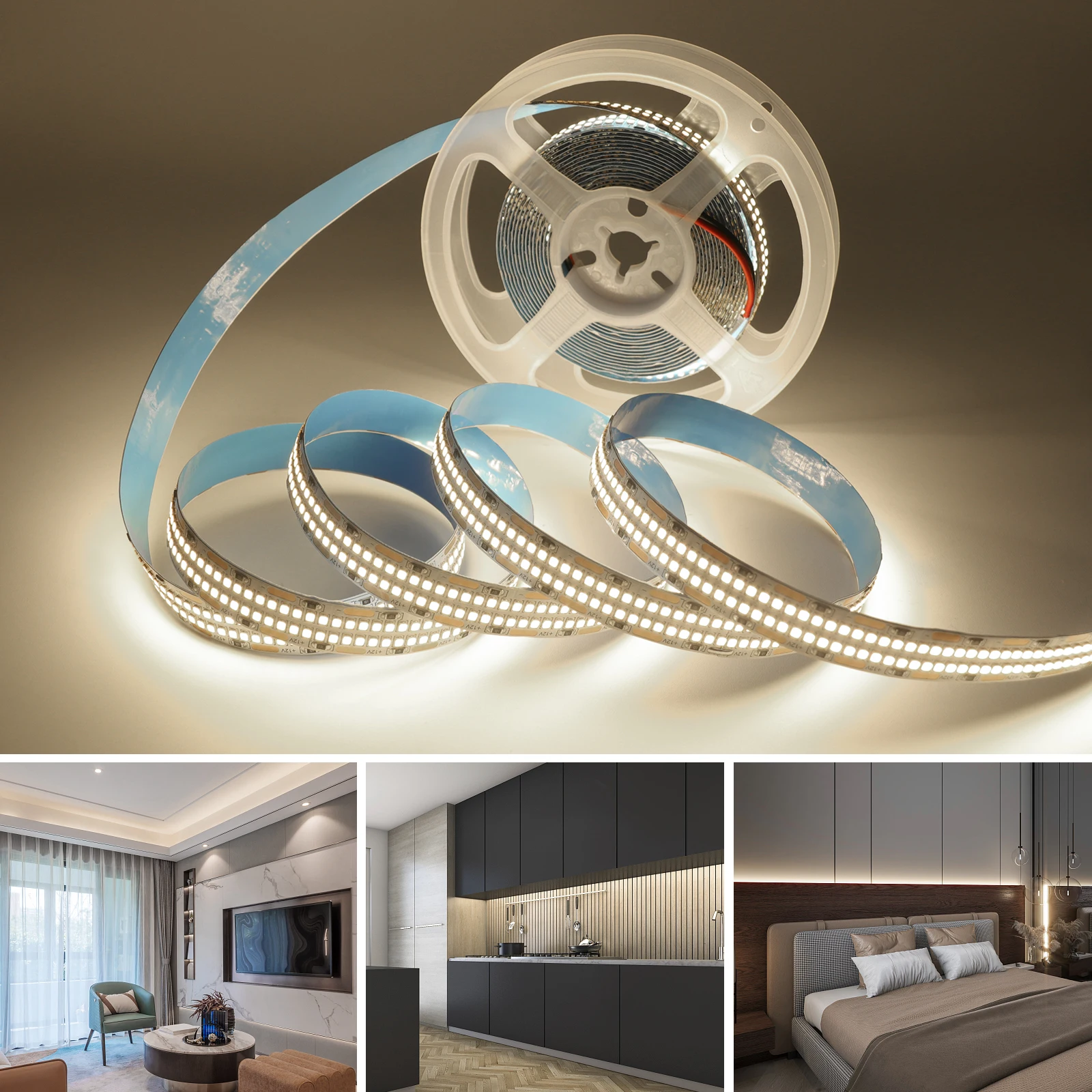 12V LED Strip 624Leds/M SMD 2025 3000K 4000K 6000K IP21 IP67 Waterproof Flexible Ribbon Rope LED Tape Light for Home Decoration