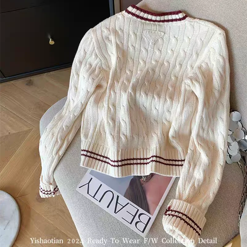 New Autumn Winter Korean Fashion Casual Sweater Women Elegant Long Sleeve Patchwork Knitted Cardigan Coat Knitwear Tops F845