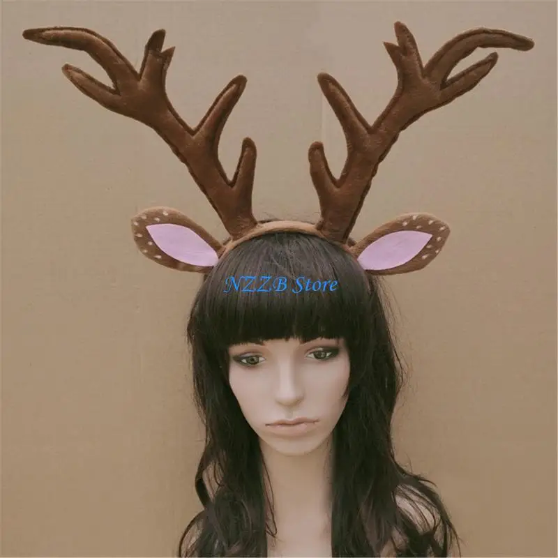 

T21F Christmas Live Broadcast Reindeer Antler Hair Hoop Girl Carnivals Hairband