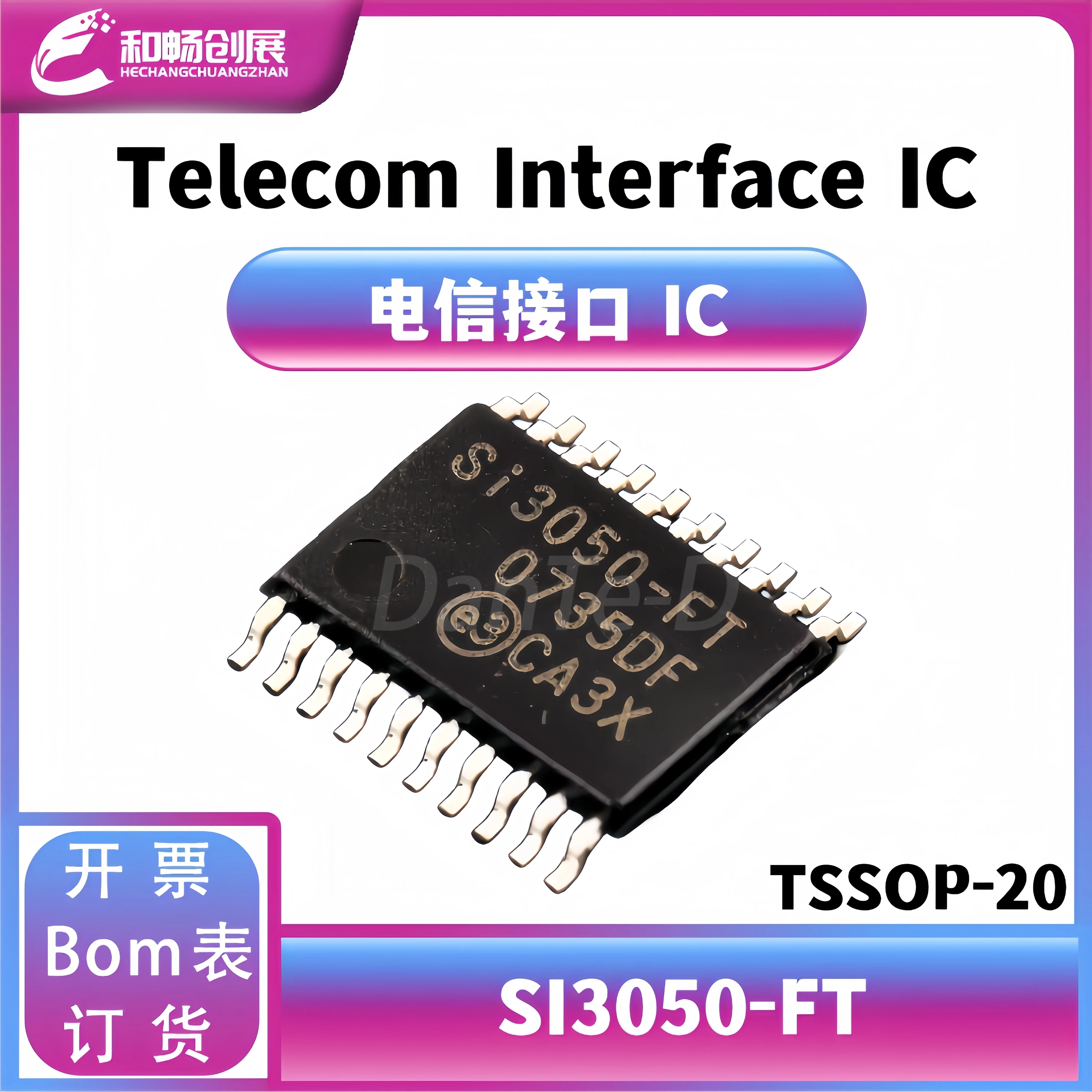 SSOP-20 Serial Interface IC, SI3050-FT Pacote, Original e Autêntico