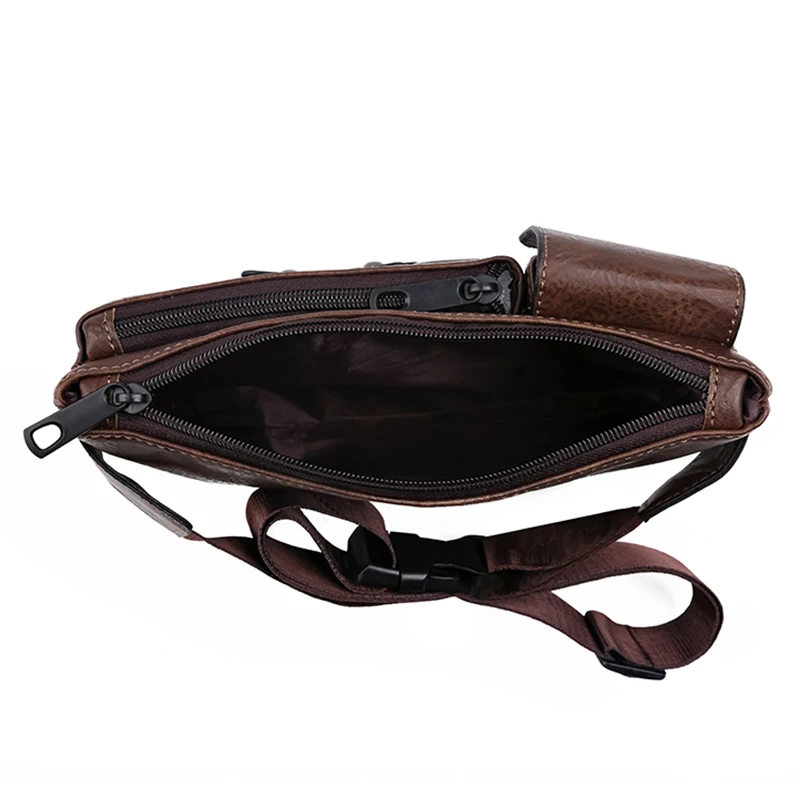 Herren-Hüfttasche aus PU-Material, sehr cool gestaltet, geeignet für Geschäftsreisen, Einzelschultertasche – Detail 3