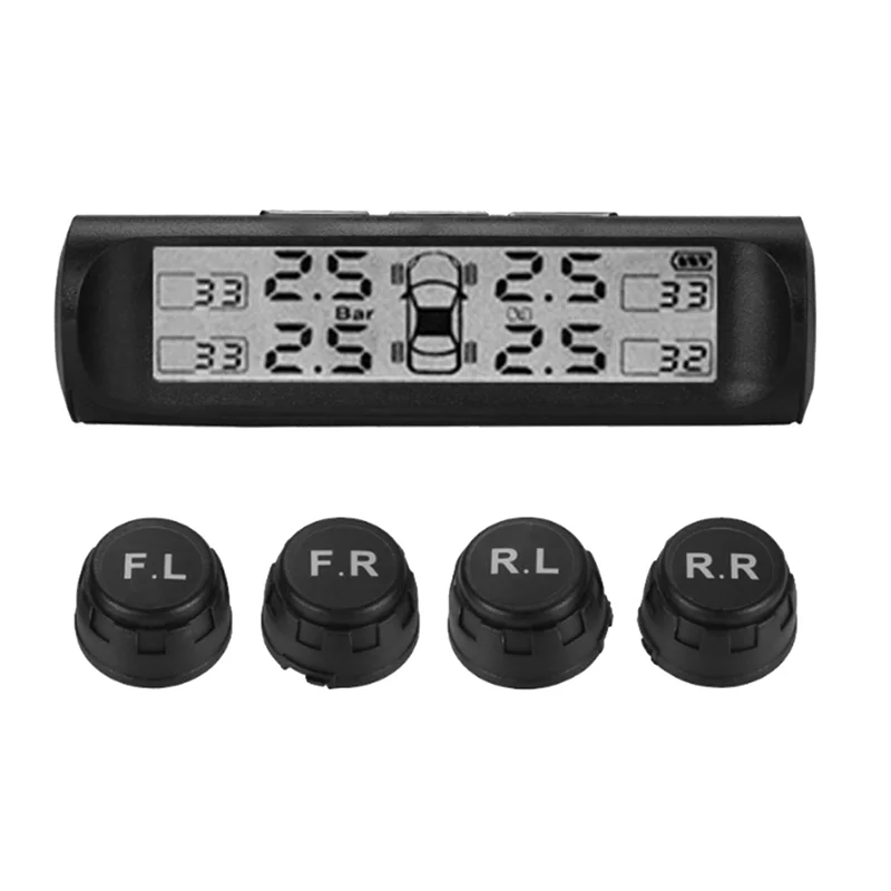 

Lasting Car External Tire Pressure Sensors Solar Power TPMS Tire Pressure Monitoring System Tire Pressure Alarm Digital Display