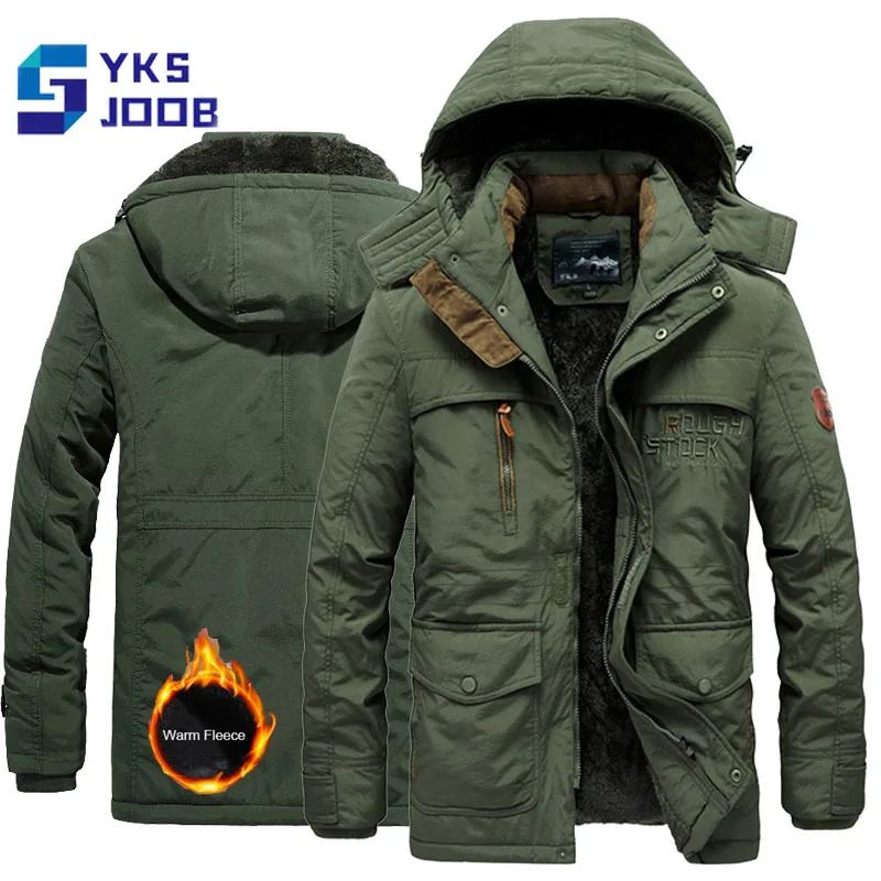 Winter Hiking Softshell Jackets Men Outdoor Windproof Warm Fleece Linning Camping Outwear Waterproof Detachable Cap Parka Coats