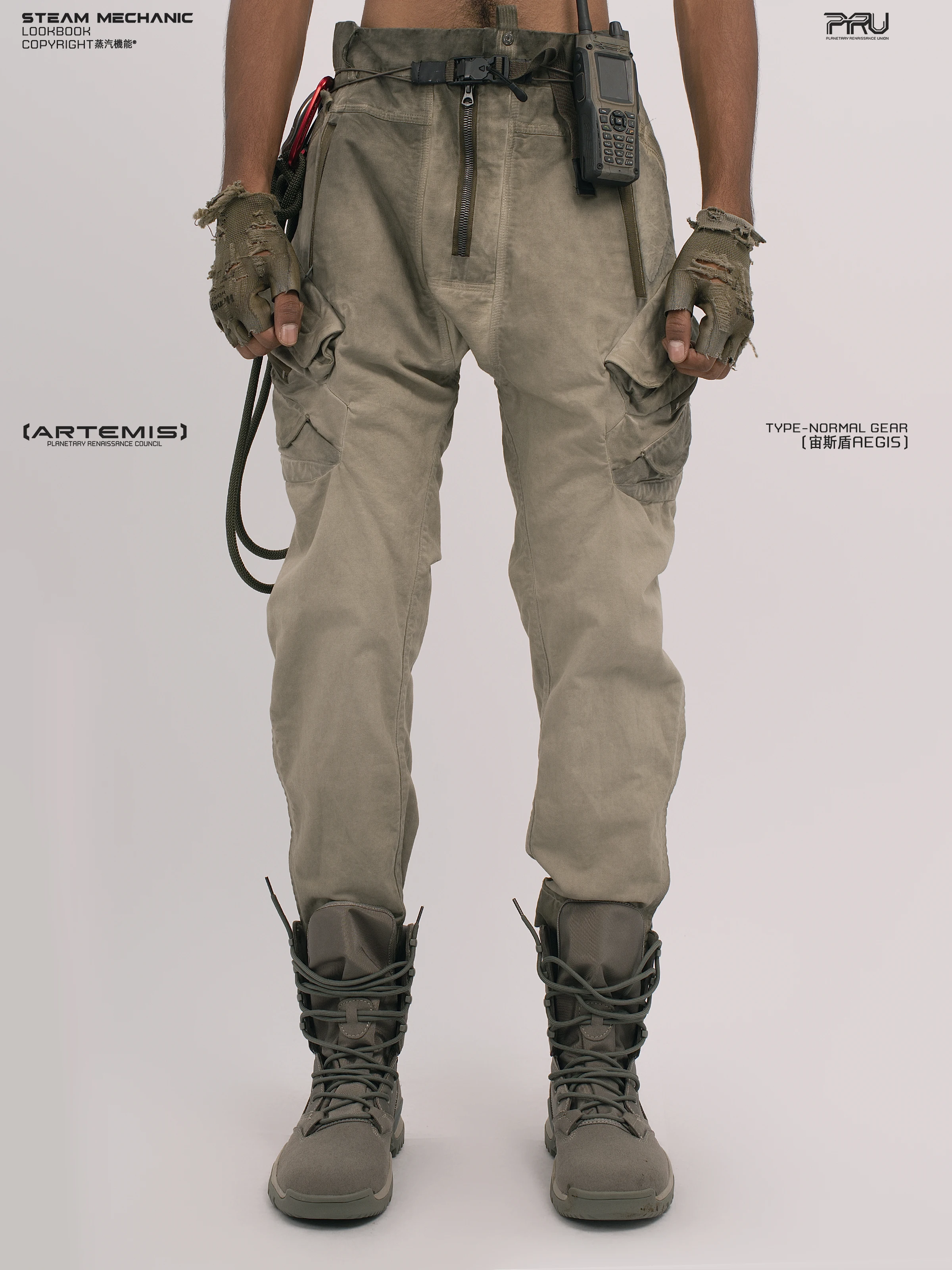 

STEAM 25AW потертые в воде потертые киберпанк Wasteland Punk Futurism Fashion Techwear брюки-карго с несколькими карманами для бега