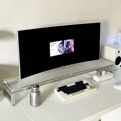 Aluminum Monitor Stand Acrylic Desktop Riser Laptop Shelf Organizer Sleek Ergonomic Height Stand for Office Desk Setup