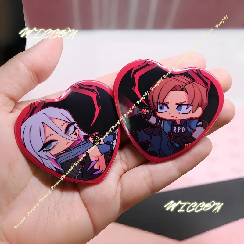 Resident Evvil x Dead by Daylight Heart Button Pins Obsession Series Dwight Jake Leon Horror Game Brooch Fans Collect Gift