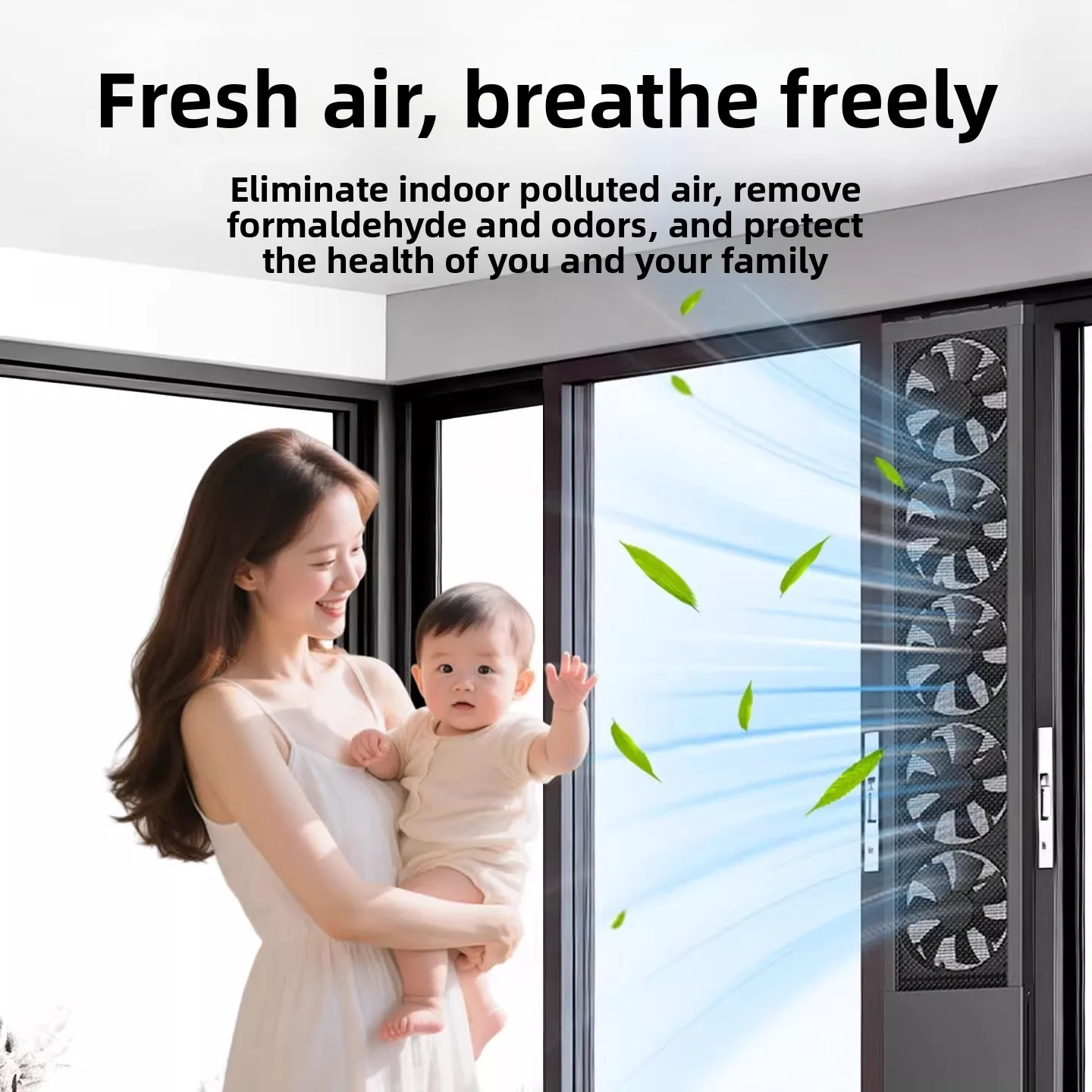 Window Exhaust Fan No Drilling Extendable Powerful Adjustable for Home Kitchen Bathroom Ventilation with EU Plug Portable view 3