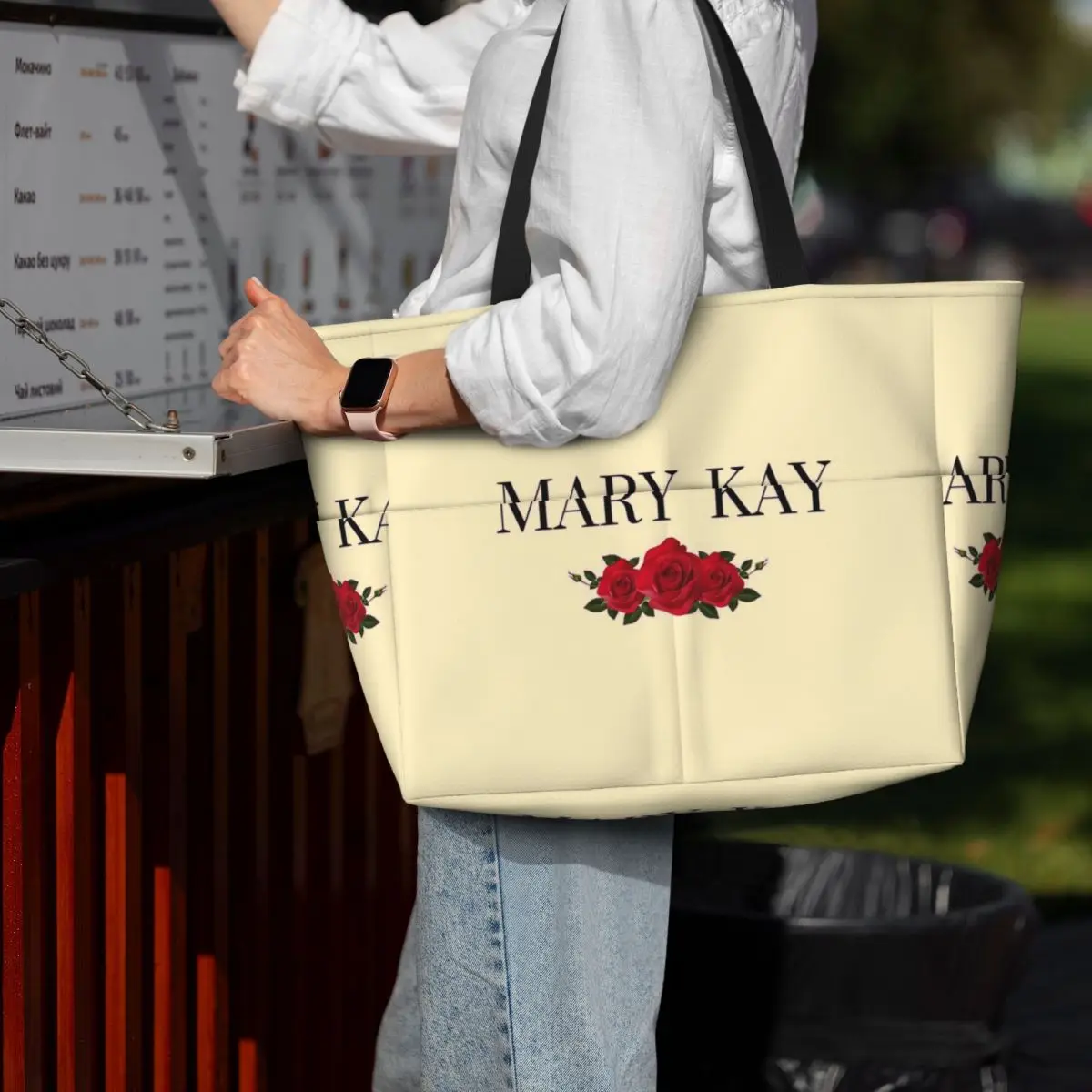 Mary Kay Roses Beach Tote Bag Sport Gym Yoga Duffle Large Tote Bag Women Travel Bag Fitness bag