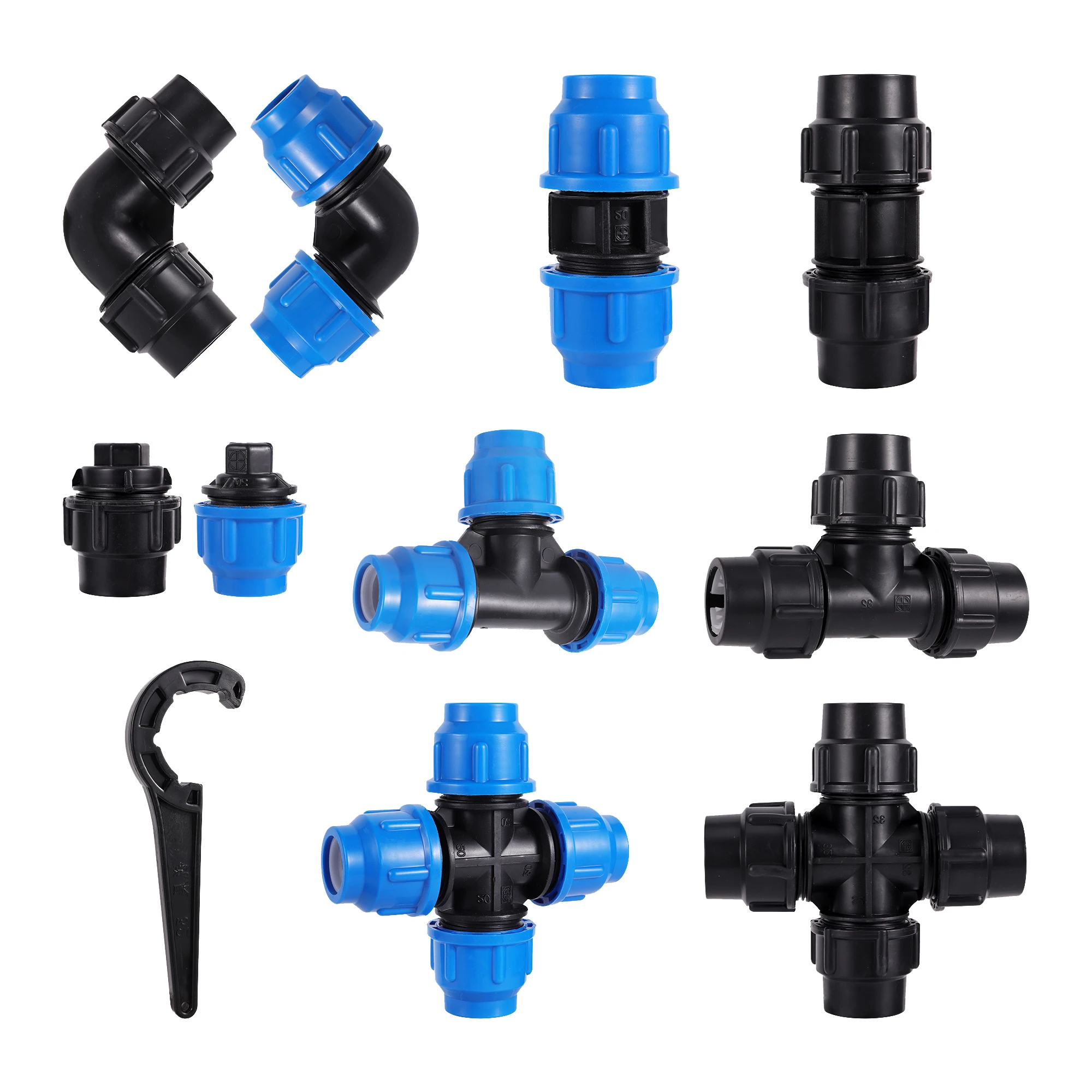 40mm Plastic PE Pipe Tee Four Way Elbow Connector Garden Agriculture Irrigation Diverter Hose Repair Connector Extender