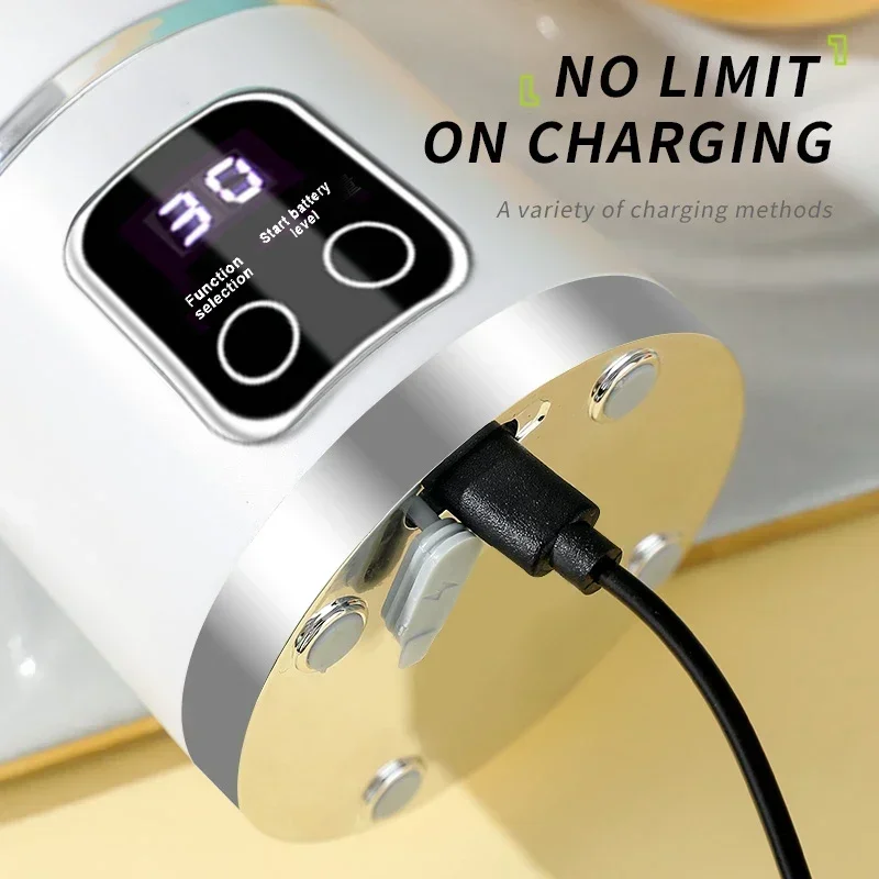 450mL Portable Fruit Juicer with 8 Blade Home USB Rechargeable Large Capacity with Digital Display Juice Maker Machine image 6