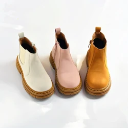 Genuine Leather Children's Riding Boots Soft Cowhide Autumn Winter Girls Snow Boots Fashion Boy's boots Kids casual shoes