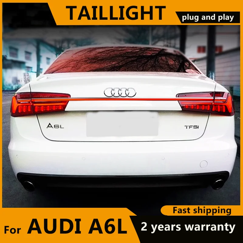 Full-width Tail Light For Audi A6L 2012-2015 A6 C7 Rear Light Strip LED Dynamic Turn Signal Light Bar Through Taillights