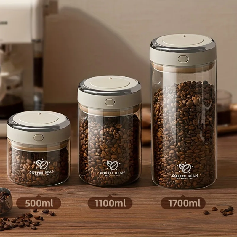 

Coffee Bean Storage Canister Airtight Seal Container with One Way Valve for Freshness