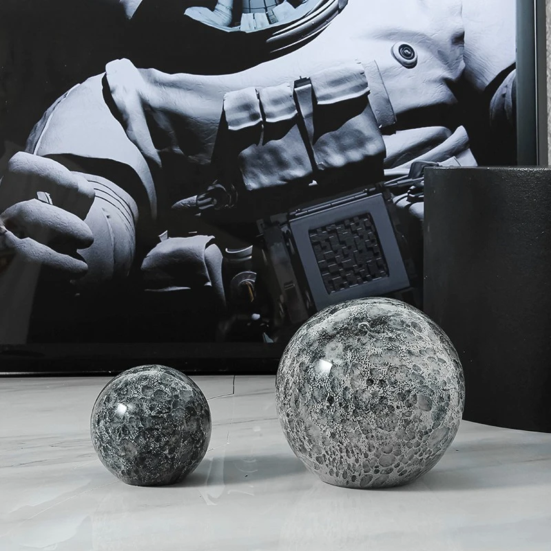 Modern minimalist gray planet glass small ornament, model villa creative home jewelry desktop decoration