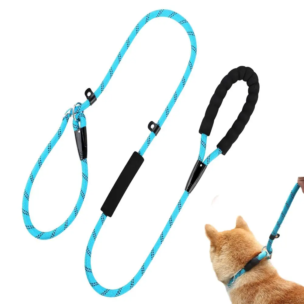 Slip Lead Dog Leash with Two Traffic Padded Handles Reflective Threads Dog Training Leash Rope Leash for Medium and Large Dog