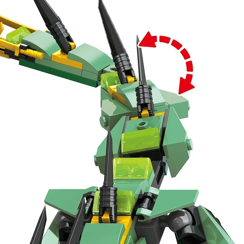 Película clásica trueno dragón azul y Mech volador dragón verde bloques de construcción juguetes educativos regalos de cumpleaños