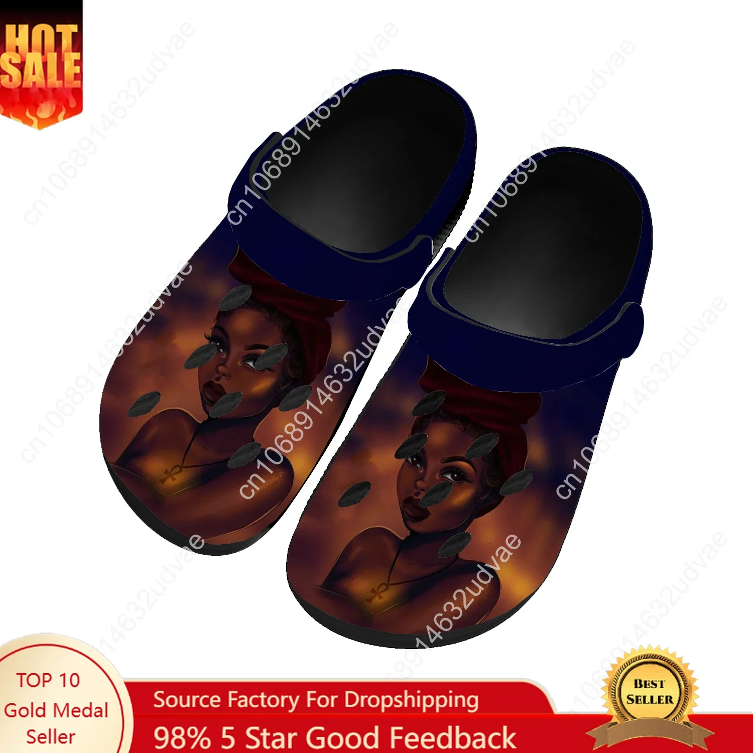 African Woman Black Water Shoes Mens Womens High Quality Home Garden Clogs Customizd Sandals Beach Breathable Hole Slippers