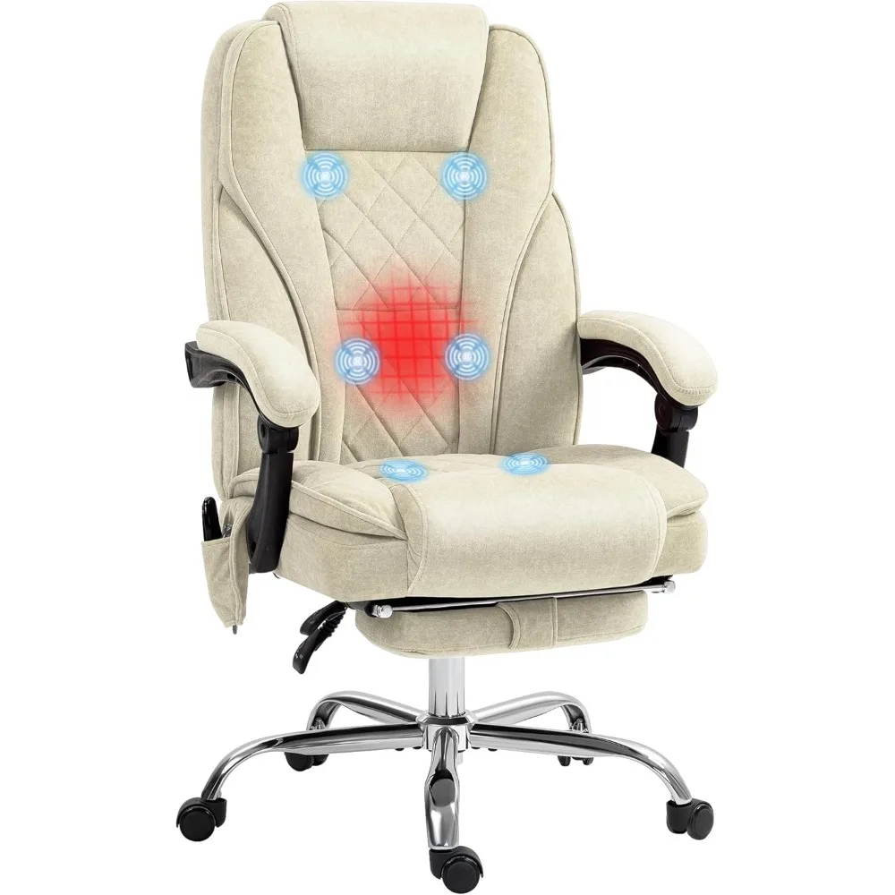 

Massage Office Chair with Foot Rest, Executive Computer Desk Chair with 6 Vibration Point and Heat, Reclining Backrest, Swivel