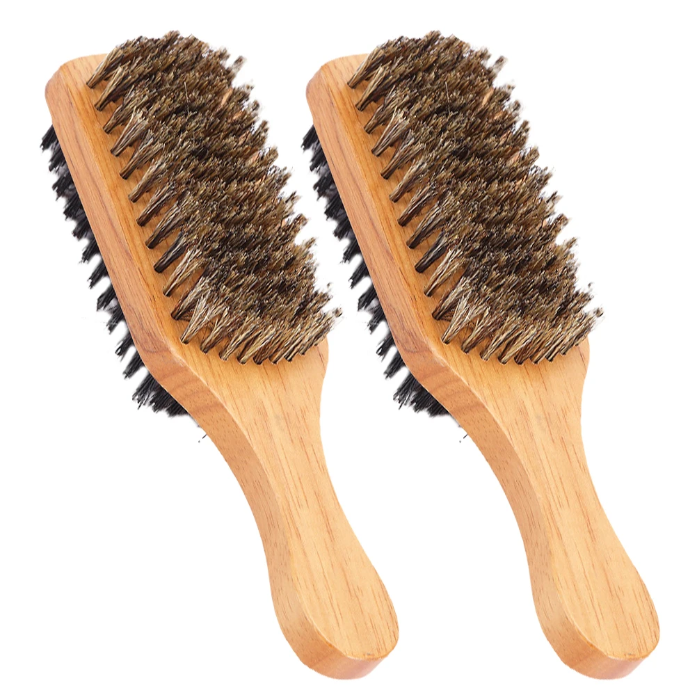 

2pcs Beard Comb for Men Grooming Double Sided Facial Hairbrush Portable Durable Viking Soft Bristle Wooden Handle Straightener