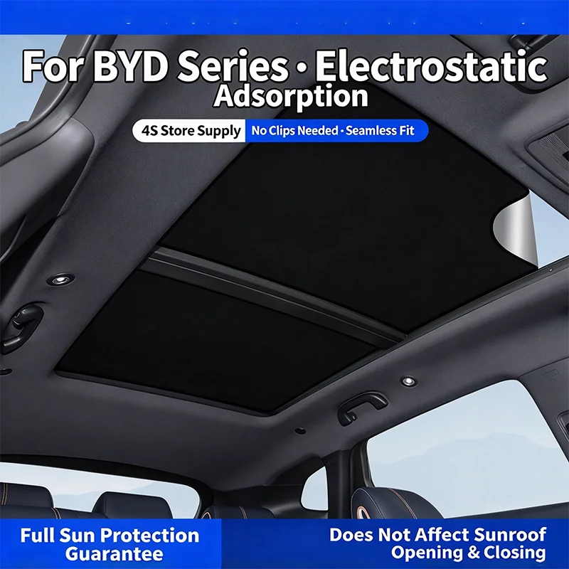 For BYD Seal 2021-2025 Panoramic Roof Sunshade Static Adsorption Heat Insulation UV Protection Car Parts