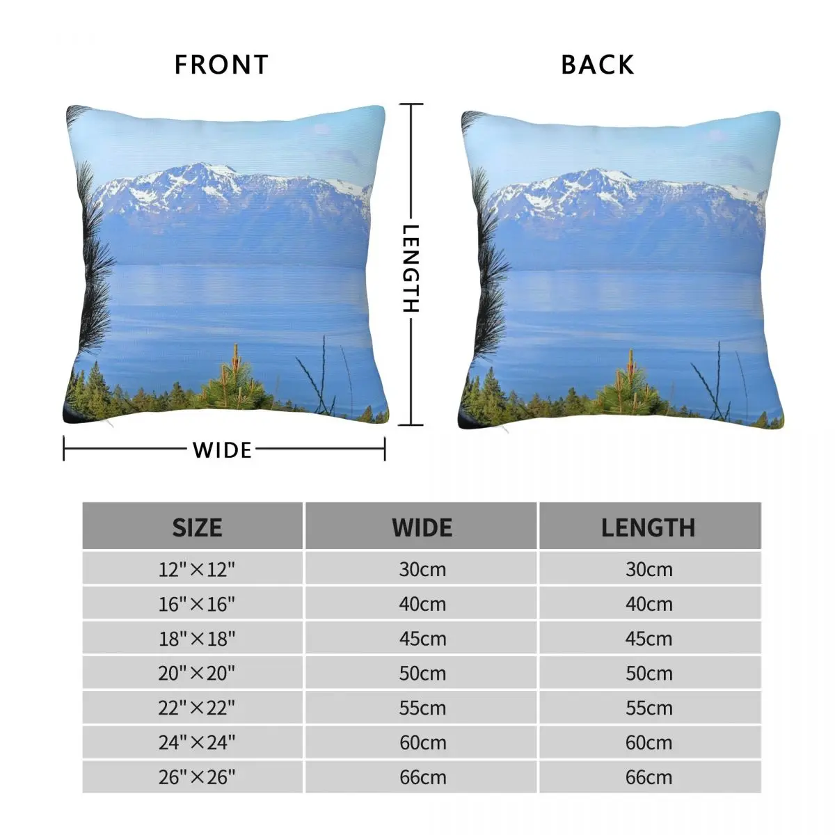 Lake Tahoe And Mount Tallac Pillowcase Polyester Linen Velvet Creative Zip Decor Pillow Case Bed Cushion Cover