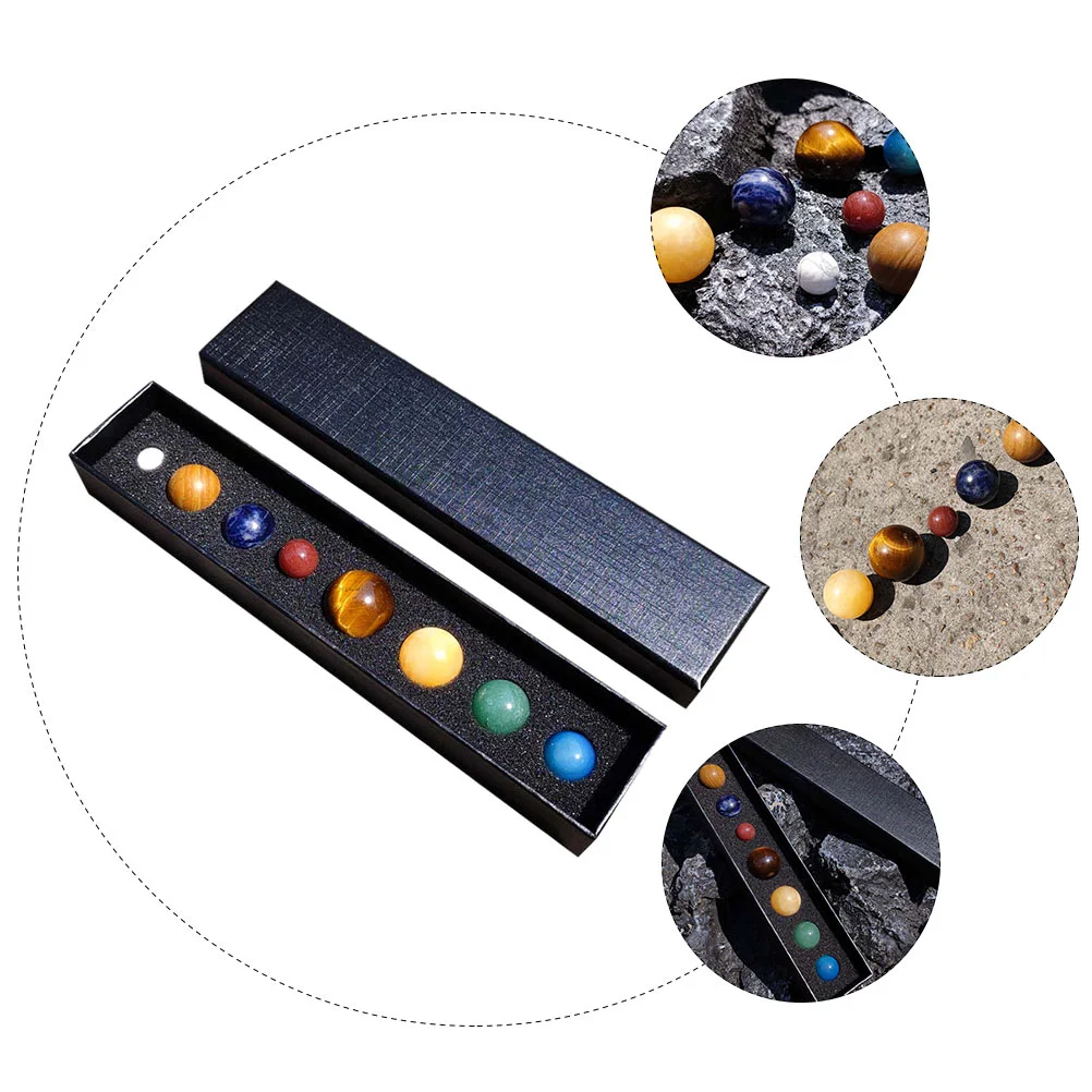 8 Pcs Ore Specimen Set Decor Planets Ornament Eight Mineral Desktop Stone Collective Figurines Solar System Collection