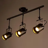 Vintage Ceiling Lights LED Black Iron  Lamp Industrial clothing Track  retro rail potlights luminaria Fixture Light