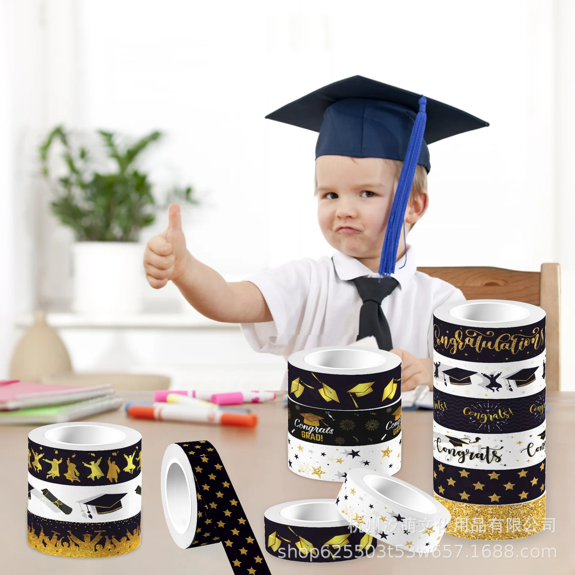 Abschluss saison Abschluss kappe transparente Rolle Aufkleber und Papier band DIY Handbuch Material Dekoration Masking Tape