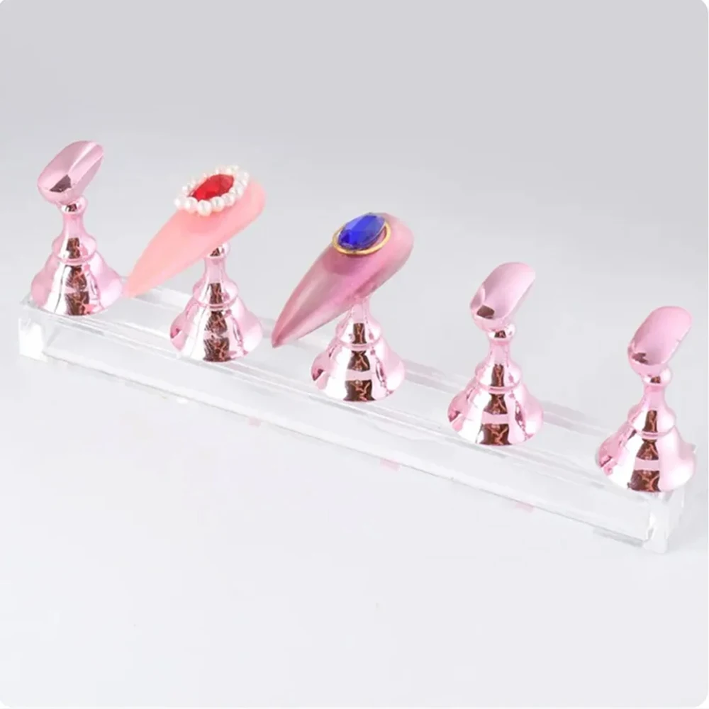 5Pcs/Set Nails Display Stand Chess Borad Magnetic Nail Tips Practice Rest Acrylic Nail Art Holder UV Gel Polish Showing Shelfs