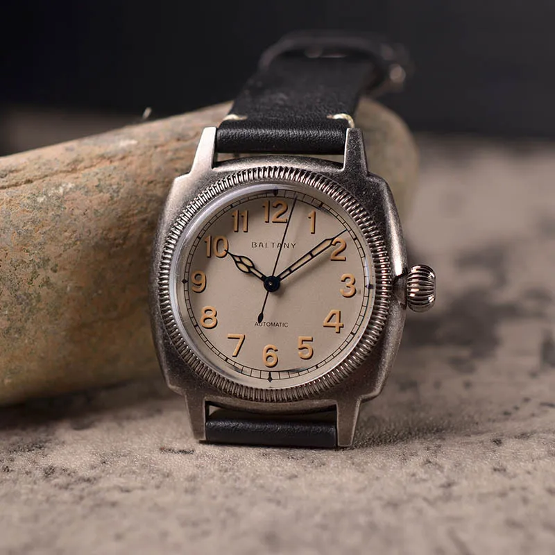 Baltany 1926s Tribute Dress Watch Miyota 9039 MOP Dial Square Old Silver Case Retro Luminous 20ATM Stainless Vintage Watches