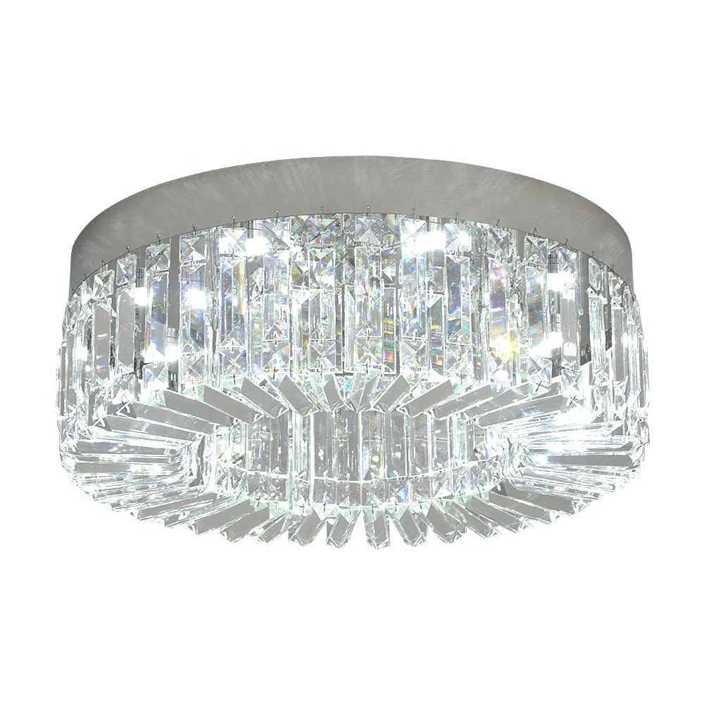 

Modern Nordic Crystal Ceiling Lamp Chrome Round Simple Led Ceiling Chandelier for Bedroom