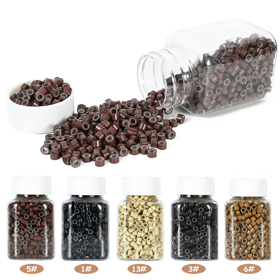 Silicone Micro Ring,Extension Beads,2000Pcs Micro Ring Silicone Hair Extension,For I Tip Hair Extensions (Black/Blonde/Brown)