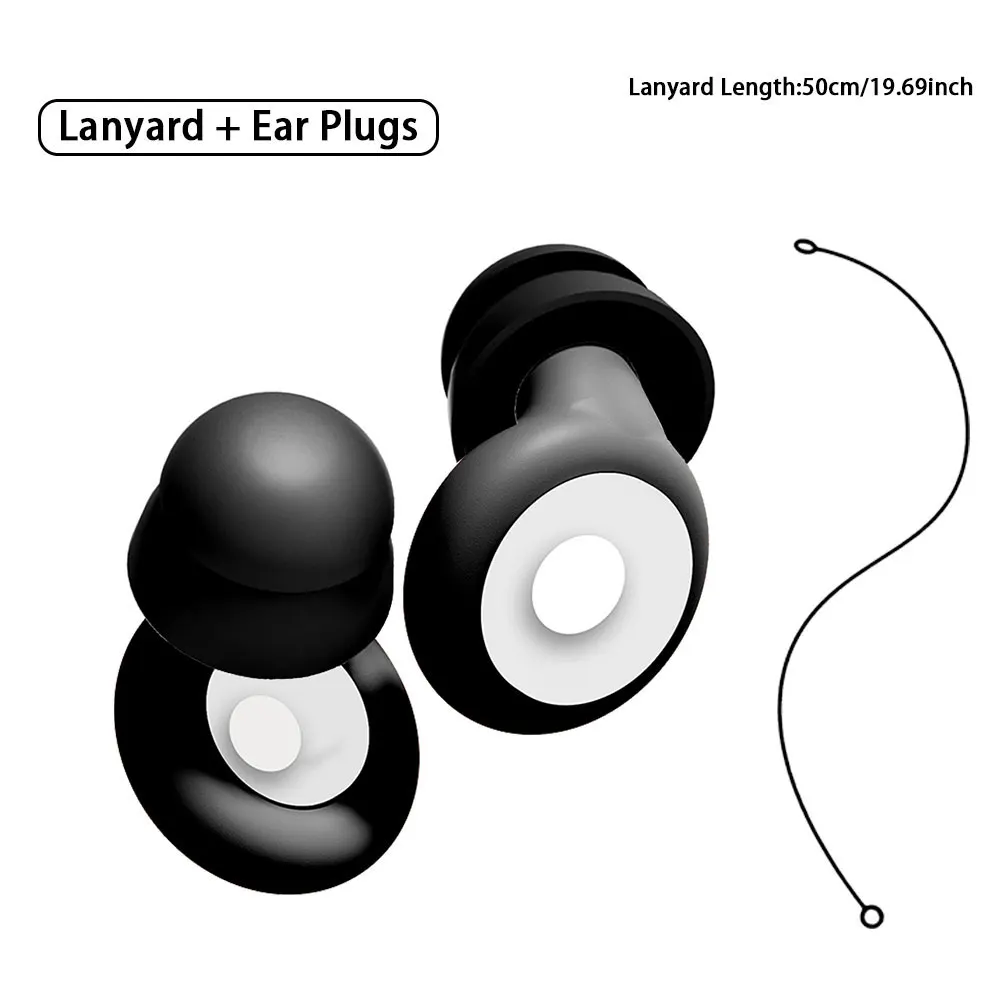 Double-Layer Silicone Earplugs with Lanyard for Swimming Noise Blockage Water Resistance And Silent Environment Construction