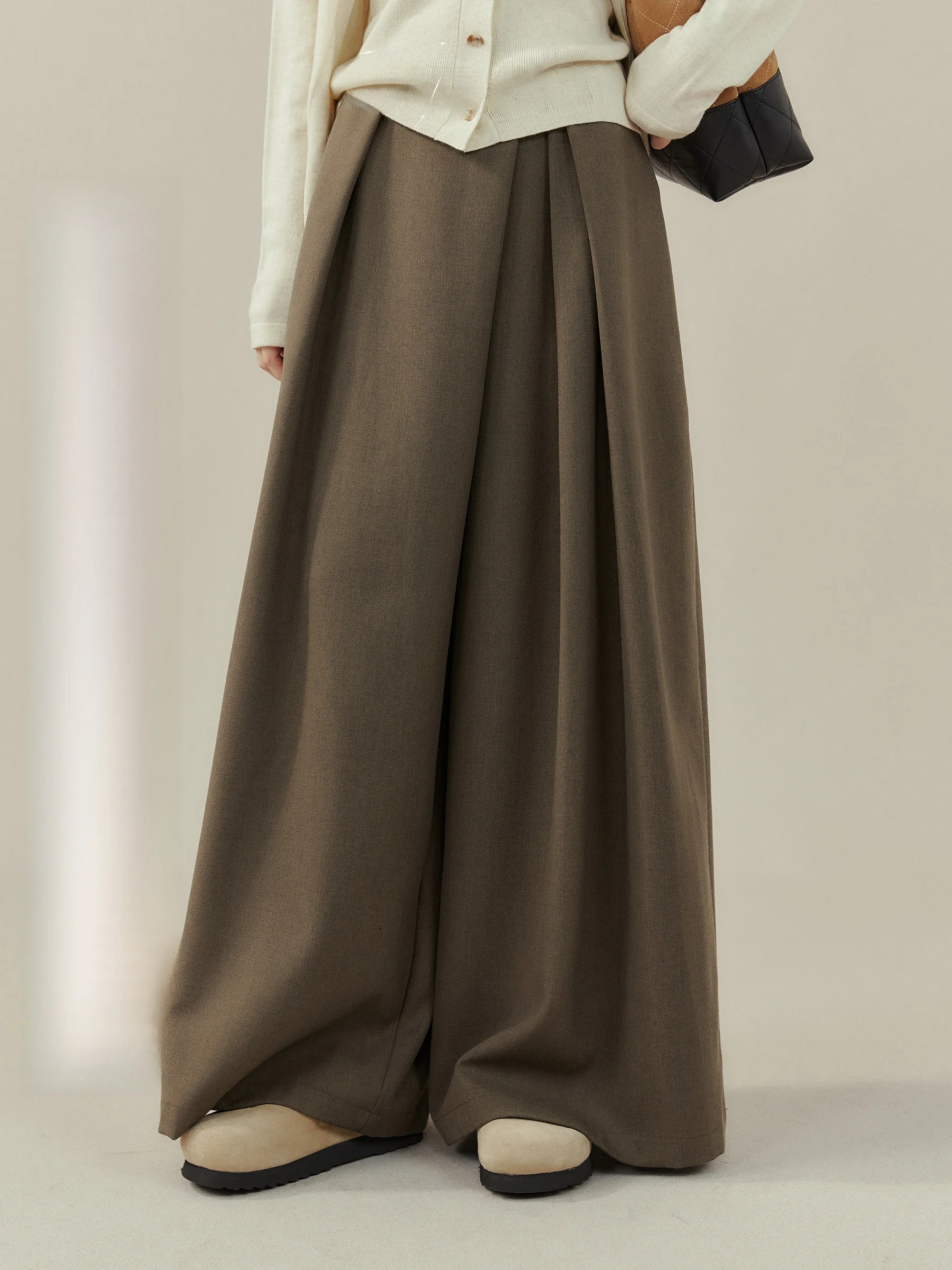 Lose Hohe Taille Breite Bein Casual Hosen frauen Herbst Kaffee Farbe Nicht Passenden Ele Gerade Rohr Hosen