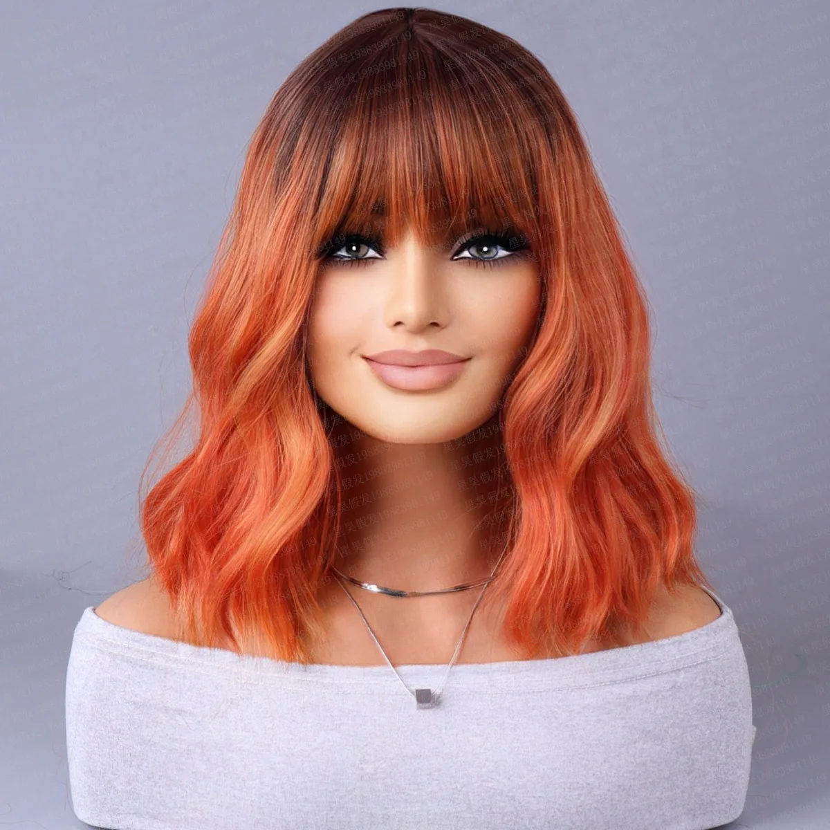 

European and American short curly hair wig big wave black scale dyeing top of head dyeing Christmas wig full headgear