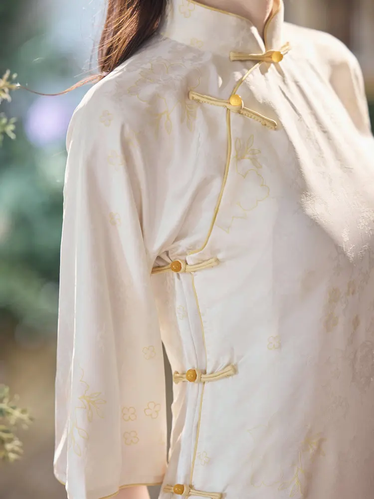 Ele Long Young Sle Subtle Beau Vintage Sle Low Slit Daily Wear Polyester Blend Seven Quarter Sve