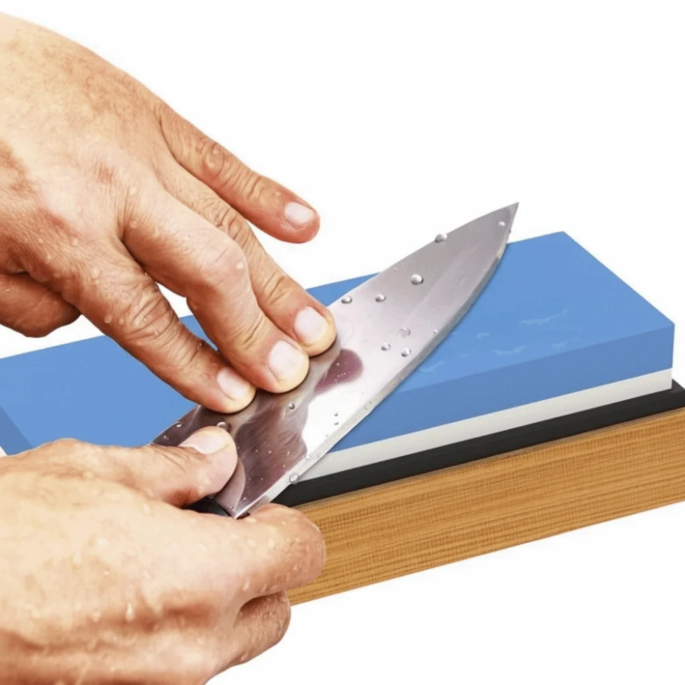 

Practical Dual Side Whetstone Grit 1000/6000 Nonslip Professional Sharpener Household Bamboo Base Sharpening Stones Kitchen Tool